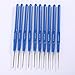 NUOMI 10Pcs Steel Crochet Hooks Knitting Needles Craft Yarn 0.6-2.0mm, Blue Plastic Handle