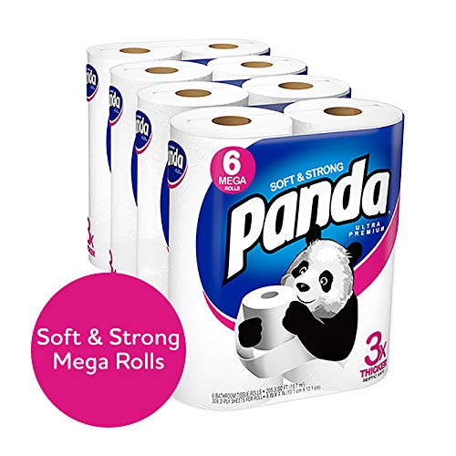Panda Premium Soft & Strong Toilet Paper Mega Rolls SepticSafe EcoFriendly 24 Rolls