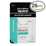 (PACK OF 26) Johnson & Johnson REACH Waxed Floss. BURST OF FRESH SPEARAMINT! Removes Up to 2x More Plaque than Glide Floss! (Pack of 26, 55 Yards Each)
