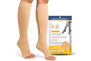 LEMON HERO Zipper Compression Socks 20-30mmHg Open Toe with Zip Guard Skin Protection - Medical Zippered Compression Socks for Men & Women - 3XL, Beige