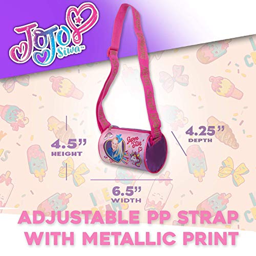 Jojo Siwa Crossbody Duffel Purse for Girls, Glitter Printed Sling Bag