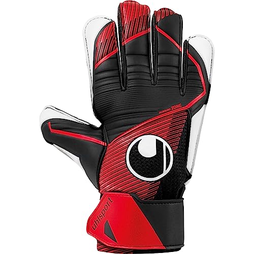 uhlsport Powerline Starter Soft Fussball Torwarthandschuhe fuer Kinder und Herren, Torwart-Handschuhe, Fussball-Handschuhe mit Handgelenkfixierung - atmungsaktiver Textilstoff, 3