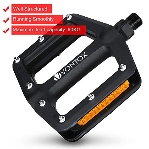 V VONTOX Bike Pedal, Lightweight Non-Slip Bike Pedals, Nylon Fiber Bicycle Platform Pedals for BMX MTB，9/16-Inch Cr-Mo Steel Spindle[1Pair] - Thumbnail 3