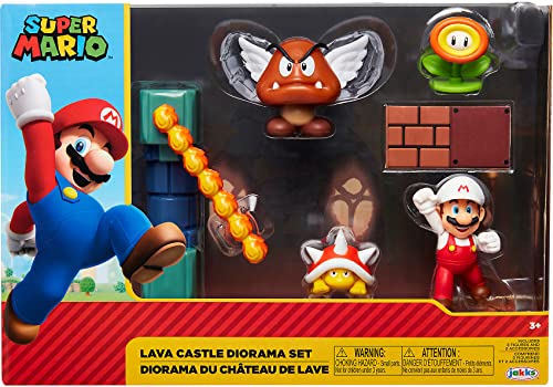 Nintendo Super Mario Lava Castle 2.5" Figure Diorama Play Set, Includes: Fire M…