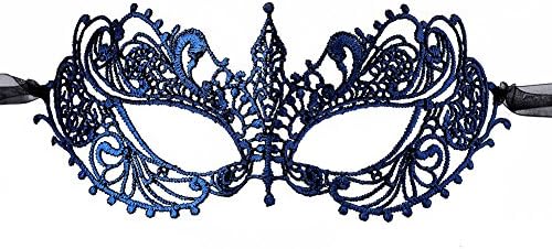 Only Store24 Masquerade Mask for Women, Eye Lace Mask for Prom Ball Halloween (Anna_Dark Blue)
