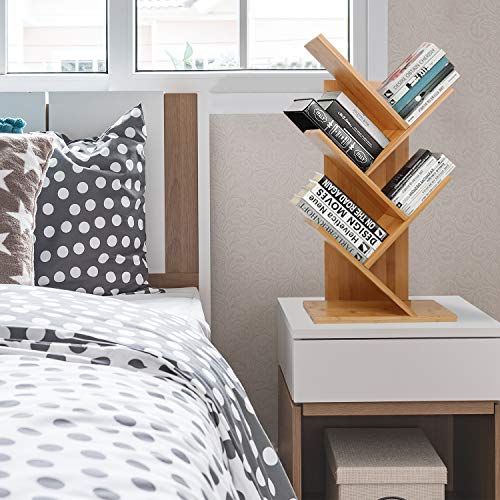 Tree-Bookshelf-Bamboo-Wood-Bookcase-Rack-4-Tier-Book-Rack-Free-Standing-Holder-Organizer-Book-Storage-Organizer-Shelves-BooksCDsAlbumsFiles-Holder-Display-Storage-Rack-for-Home-Office