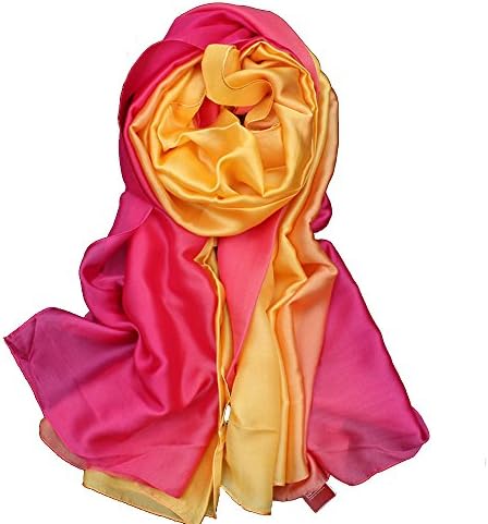 Fashion Summer Silk Scarf Gradient Color Soft Lightweight Elegant Sheer Long SunScreen Shawls for Women