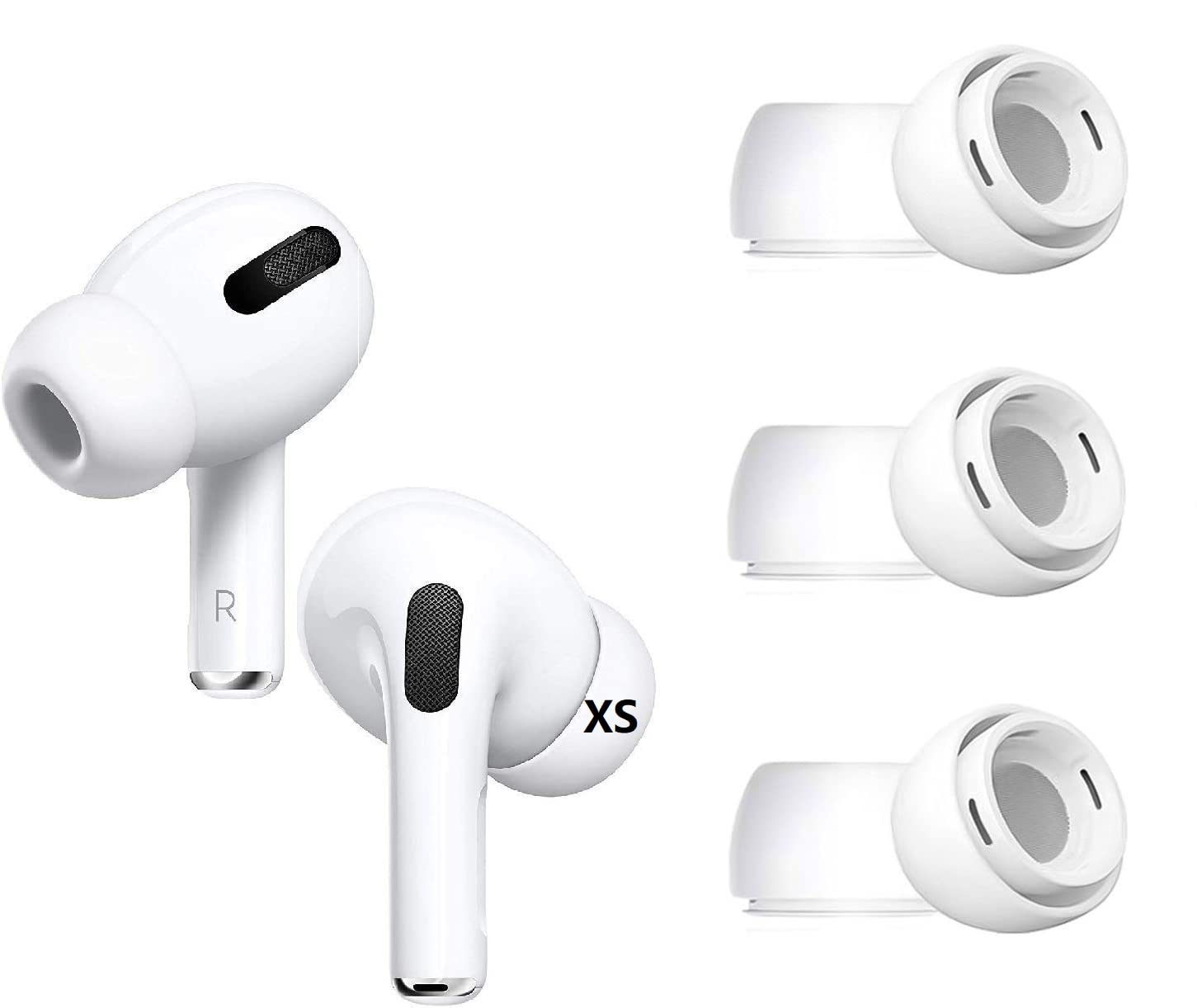 Photo 1 of BLLQ XS Size Ear Tips Earbuds Covers Ear Caps Eartips Earpads Compatible with Apple AirPods Pro 2 and AirPod Pro 1, Silicone Tips, Fit in Case, 3 Pairs White XS