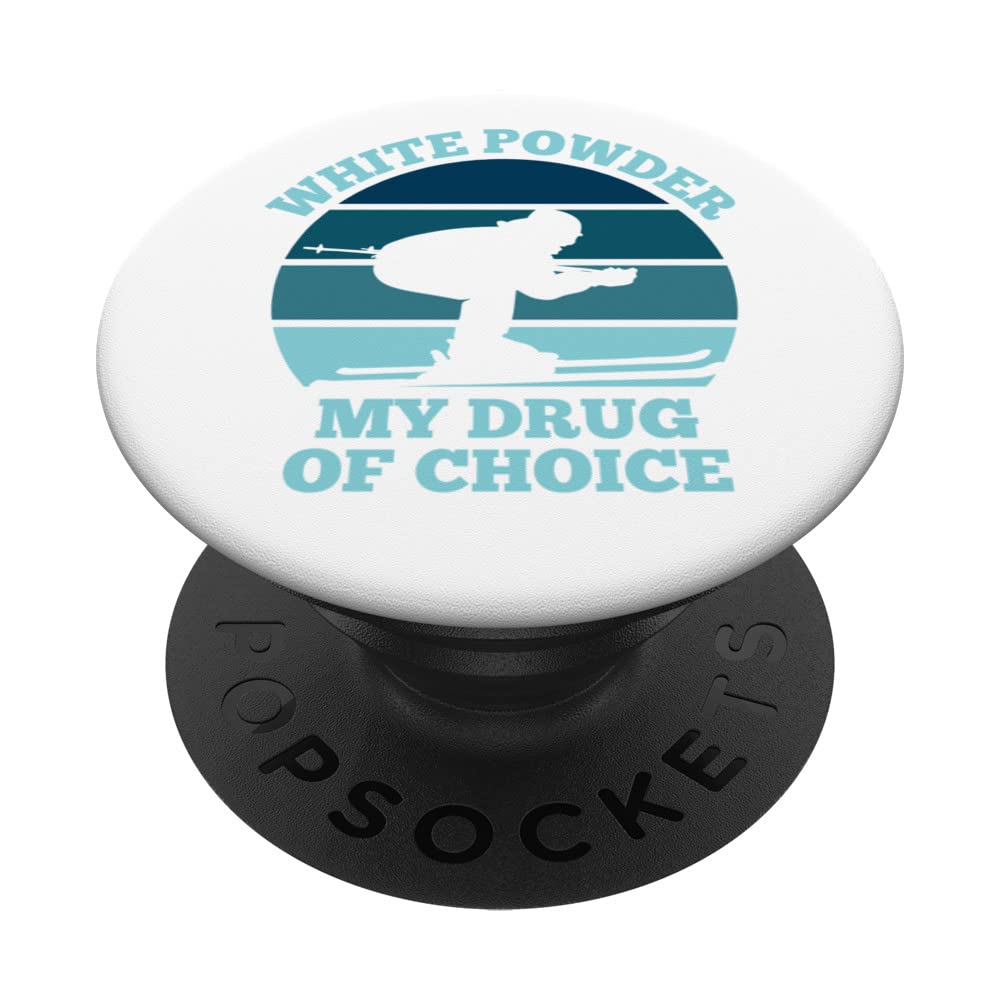 Retro Funny Skiing White Powder Drug of Choice PopSockets Swappable PopGrip