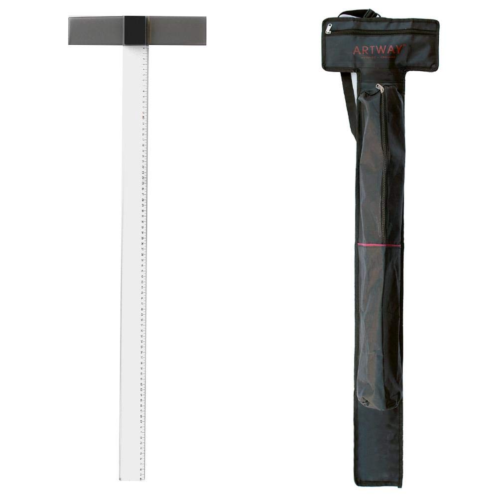Artway Acrylic T-Square - 80cm – Ideal for Drafting/Technical Drawing/Architecture – Includes Protective Carry Case with Shoulder Strap