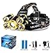 Deriena Headlamp, Brightest 12000 Lumen 5 LED Head lamp,USB Waterproof Headlight Flashlight with Zoomable Work Light, Head Lights for Camping Running Hiking