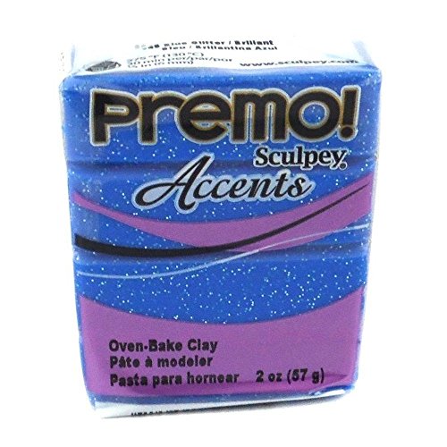 Polyform 465038 Premo Sculpey Polymer Clay 2 Ounces-blue Glitter