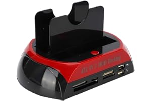 Banapoy Hard Drive Docking Station, 2.5/3.5Inch Dual SATA/IDE, USB 2.0 Hub, SATA I/II, IDE, Red