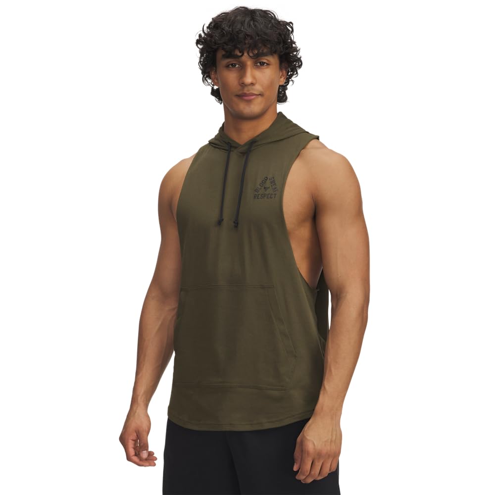 Under Armour Men’s Project Rock Payoff Sleeveless Hoodie, (308) Expedition Green / / Black, Large
