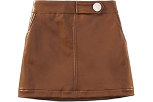 WELAKEN Girls and Toddler's Faux Leather Short Skirts,All Season Basic Skirts