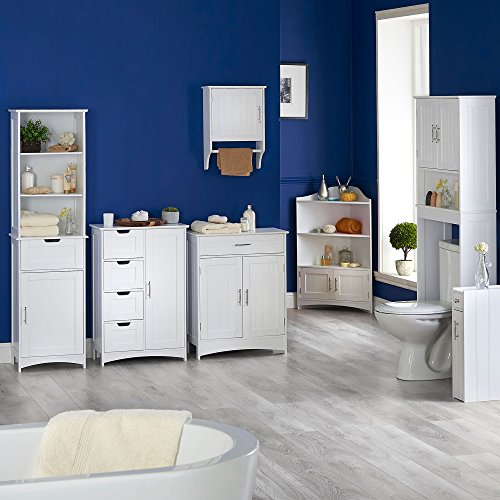 VonHaus Tall Bathroom Storage Unit with 5 Shelves and Drawer