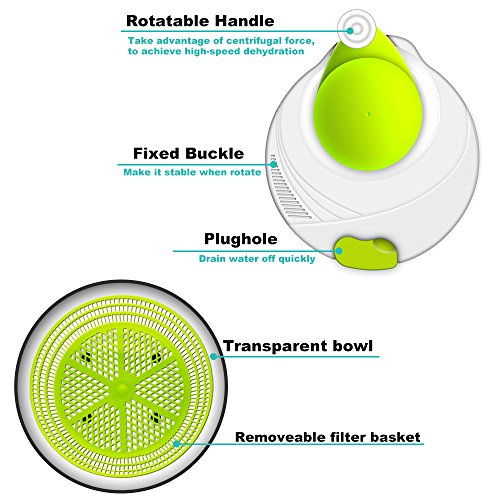 Salad Spinner and Salad Scissors, ANKO BPA Free Certified 4.2 Quart Capacity Vegetable Dryer Strainer with Vegetable Scissors, Ease for Tastier Salads and Faster Food Prep (1) - Thumbnail 3
