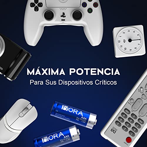 1 Hora Pilas AAA, Paquete de 40 Baterías Alcalinas AAA LR03 1.5V, Desechables de Alto Rendimiento para Control Remoto, Reloj, Mouse, Linterna y Otros Dispositivos de Uso Diario