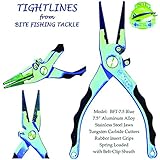 BITE Professional Aluminum Saltwater Fishing Pliers -Spring Loaded-Rubber Insert Grips-Tungsten Carbide Cutters-WITH a SET of REPLACEMENT CARBIDE CUTTERS & PREMIUM CLIP SHEATH