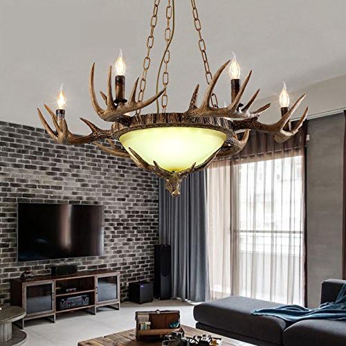 BGmdjcf The Art Nouveau Antlers Lamp Chandelier American Rural Living Room Restaurant Bar Mediterranean Personality Creative Cafe 08200