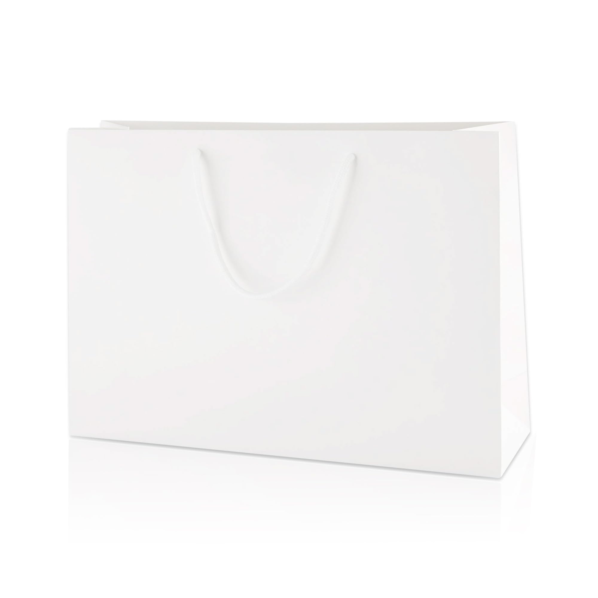 Thepaperbagstore 10× White Medium Wide Matt Laminated Gift Bags 35×24×10cm – 250 gsm Boutique Paper Bags with Rope Handles & Reinforced Base – Ideal for Gifts, Weddings, Retail & Corporate Use