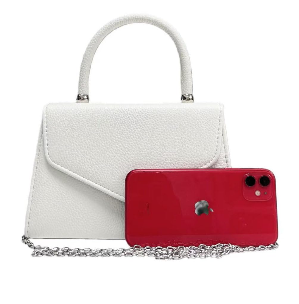 LeahWard Women's Faux Leather Clutch Bag,Top Handle Wedding Handbags (White)