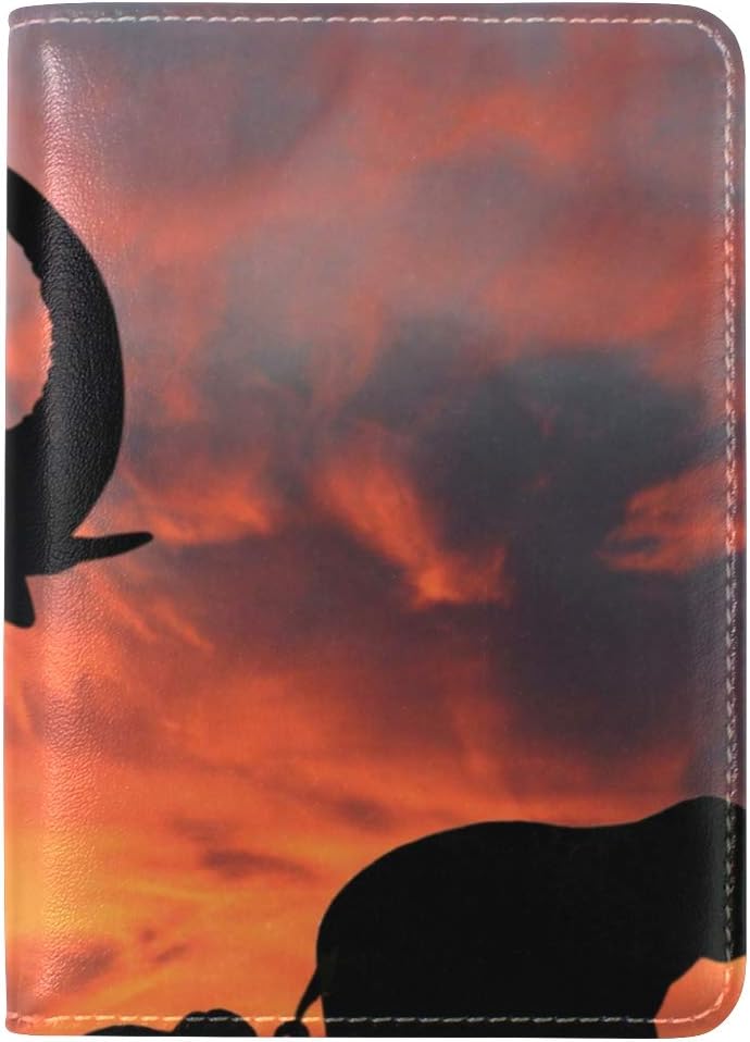 Elephant Realistic Animal Leather Travel Passport Holder Cover Case Card Wallet Design Elastic Band