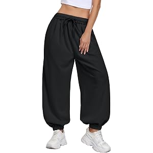 TITOMD Womens Barrel Harem Pant Wide Leg Balloon Pants Baggy Casual Joggers | Lantern Pants, Lightweight Drawstring Sweat Pan