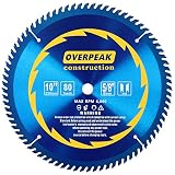 Overpeak 10 inch Circular Saw Blade, 80 Tooth ATB Finishing Saw Blades with 5/8-Inch Arbor, Laser-Cut Thin Kerf and Anti-rust Coating