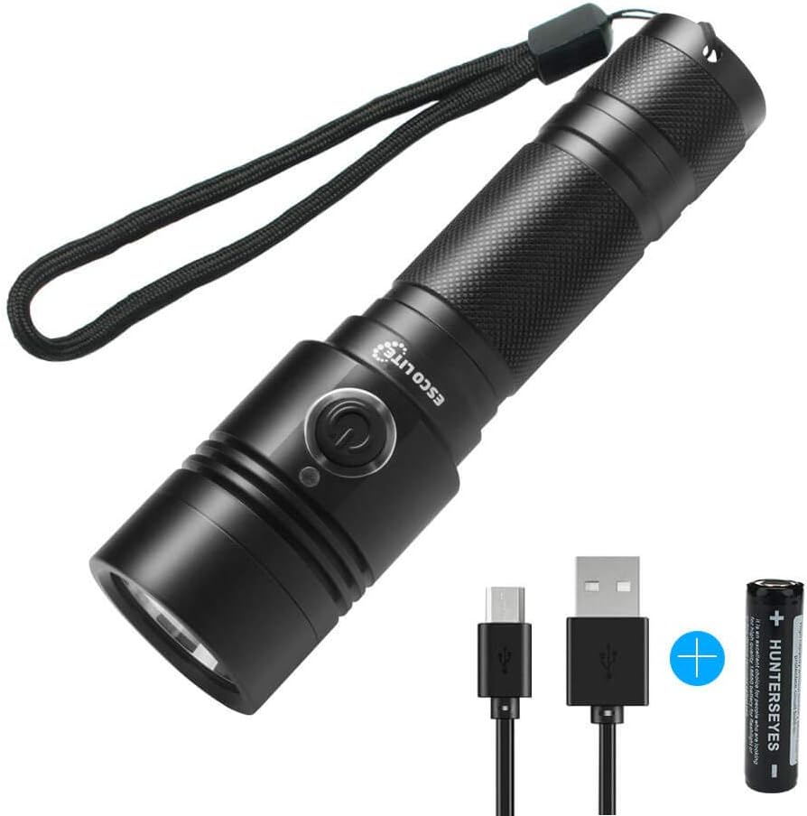 Escolite Led Tactical Rechargeable Flashlight Handheld Light Torch 800 Lumens with 4 Modes, Outdoor Camping, Hiking and Emergency Use