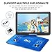 DR.Q 14.1'' Portable DVD Player with 5 Hours Rechargeable Battery, 1280x800 HD Swivel Screen, Remote Control, 5.9ft Car Adapter, Supports SD Card, USB Port and Multiple Disc Formats-Blue