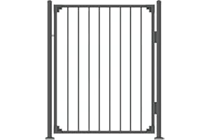 FENCESMART4U XCEL Fence® Black Steel Anti-Rust Fence Gate - Flat Top/Flat Bottom - 4FT H x 4 FT W - Easy Installation - for Residential, Outdoor, Yard, Pool, Garden - 2 Post Included*