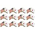 Box of 12 Japan & US Crossed Double Flag Lapel Pins, Country Flag & American Flag Friendship Tie Pin Badges