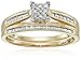Jewelili 10kt Yellow Gold Square Center Diamond Bridal Ring Set (1/7 cttw)