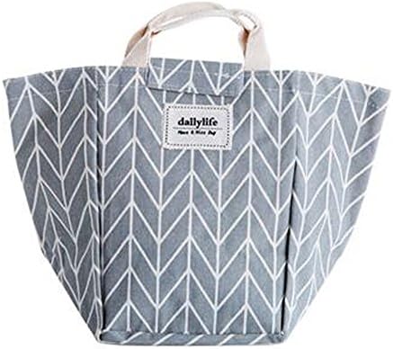 TuuTyss Elegant Linen &amp; Cotton Lunch Tote Bag for Adults,Women,Kids,Girls or Boys with Waterproof Coating Inner-Grey limb