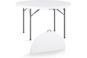 SUPER DEAL 4 Foot Round Folding Card Table, 48" Indoor Outdoor Portable Plastic Kitchen or Camping Picnic Party Wedding Event Table, White