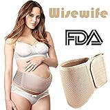 Maternity Belt - Comfortable Belly Band for Pregnancy - Prenatal Cradle for Baby - Breathable Lower Back and Pelvic Support (Beige)