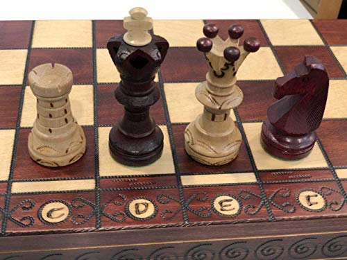 Zebra Elegant European Hand-Crafted Chess Set Extra-Large 20.5” X 20.5” (Mahogany) - Thumbnail 4