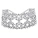 XY Fancy Women Fashion Punk Chain Collar Necklace Wide Band Alloy Rhinestone Choker Silver