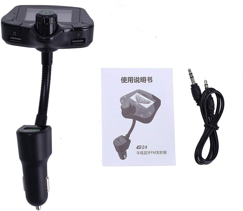 Bluetooth FM Transmitter for Car, Wireless Radio Adapter Hands-Free Calling 4.2 Bluetooth Crystal Clear Sound QC3.0/2.4A Dual USB Ports Large Display AUX TF Card Music Player Car Transmitter