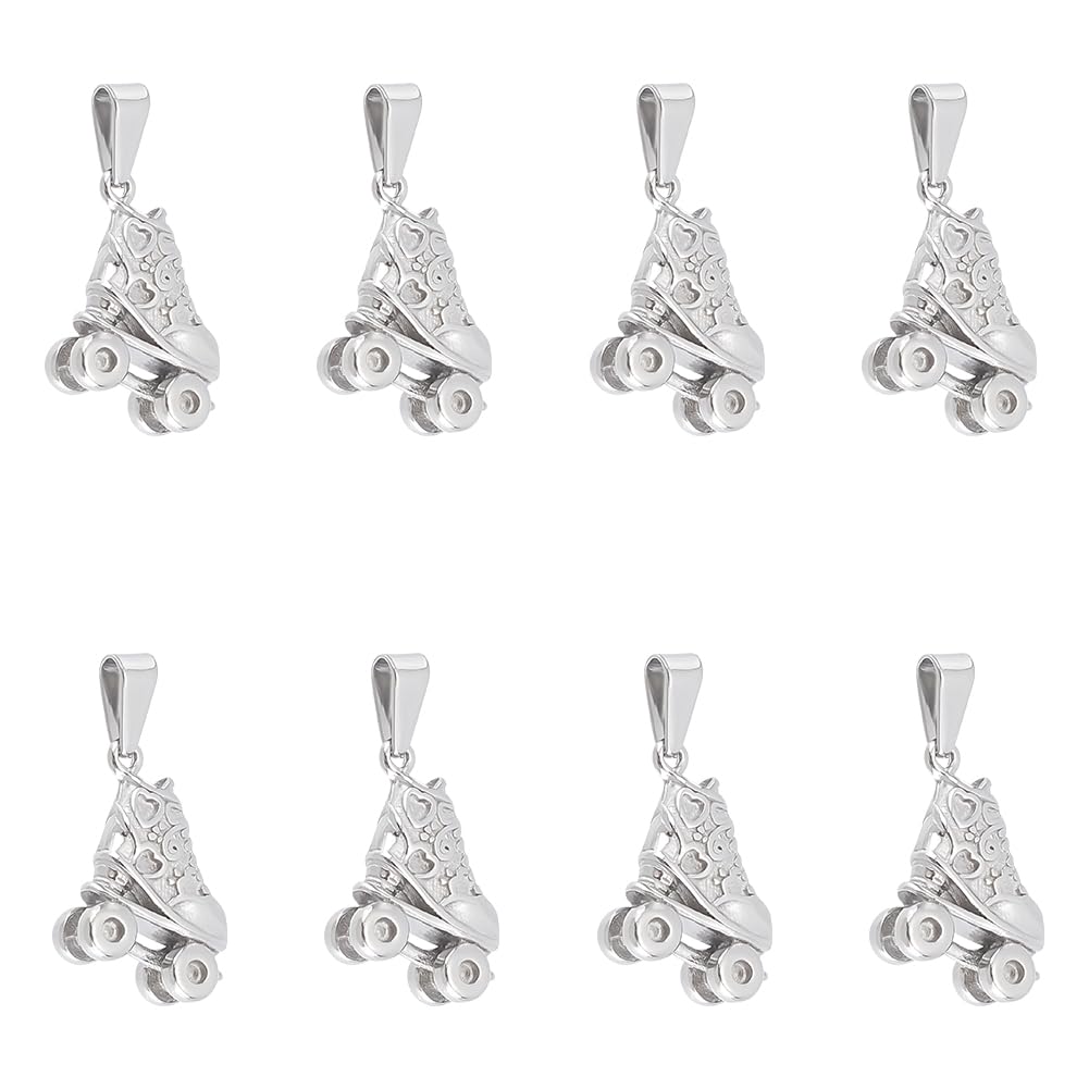 UNICRAFTALE about 8Pcs 19mm long Stainless Steel Roller Skate Pendants Hypoallergenic Dangle Charms Stereoscopic Skate Charms for Bracelets Necklace Jewelry Making
