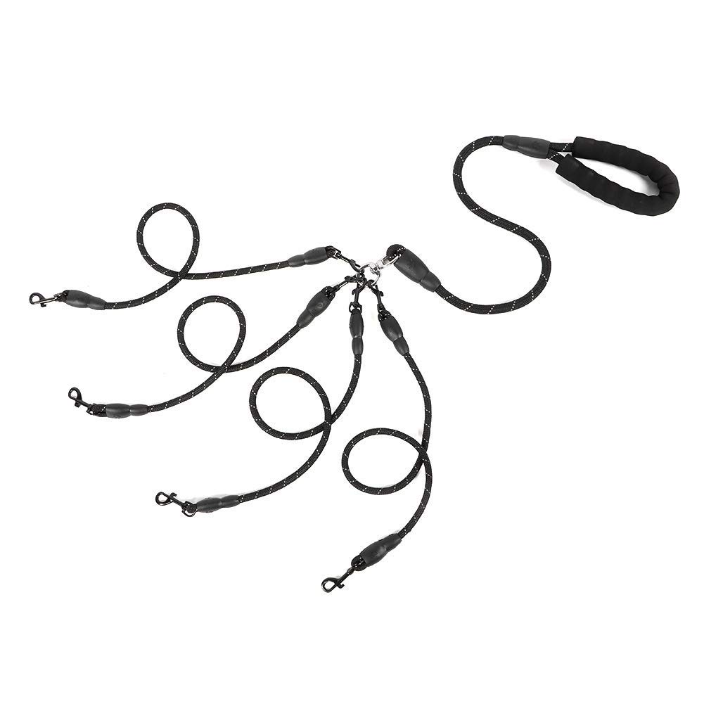 Dog Leashes, 4 in 1 No Detachable Nylon Traction Rope 4 Way Dog Lead for Dogs Cats Outdoor Walking(4 Way-Black)
