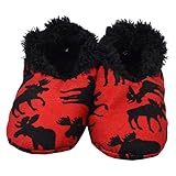 LazyOne Unisex Classic Moose Red Fuzzy Feet Slippers Adult