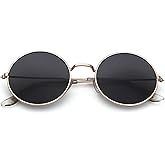 PEGH Retro Small Round Sunglasses Womens Men Circle Lennon Hippie Style Sun Glasses Gold Frame Red Shades Ocean color Sunnies