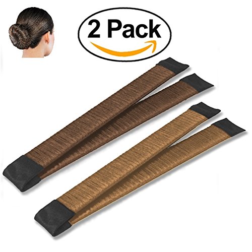 Women's Hair Bun Maker French Twist Hair Fold Wrap Snap by Andlane (1 Brown, 1 Light Brown)