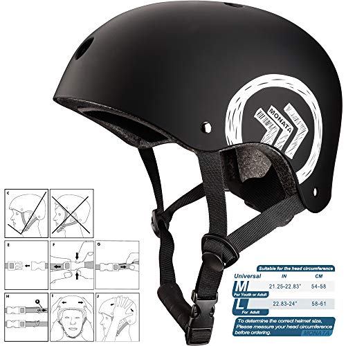 MONATA Skateboard Bike Helmet, Skate Scooter Helmet for Youth Adults