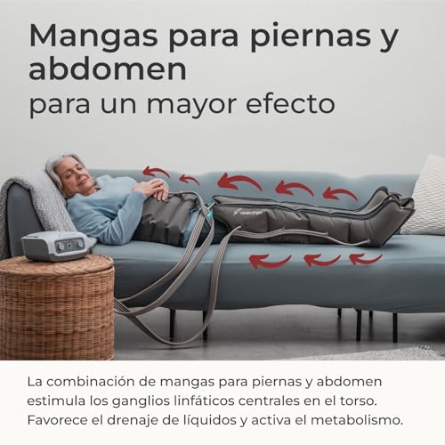 Venen Engel 4 Home Pressotherapy Massage Equipment with Leg Boots and Abdominal Belt, 4 Air Chambers, Pressure and Time Easily Configurable