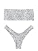ZAFUL Women's Strapless Leopard Print High Cut Two Piece Bandeau Bikini Set (White, S)