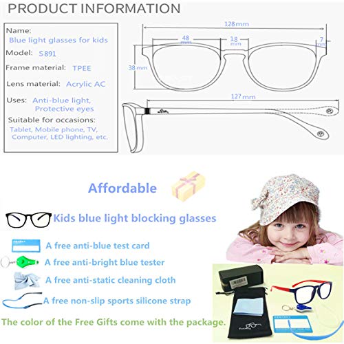 Blue Light Glasses for Kids Fashion Glasses Computer for Anti Eyestrain  Anti Glare Lens Frame Eyeglasses with
