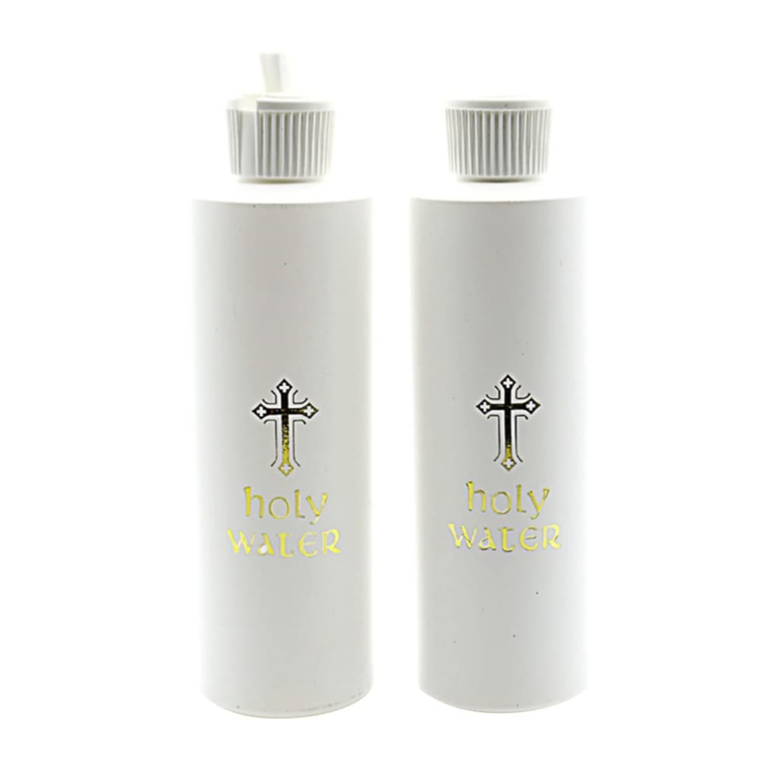 Zerodeko 2PCS Holy Water Bottles – Catholic Church Plastic Holy Water Container with Gold Cross for Baptism, Blessings, Exorcism, Christian Religious Supplies 250ml